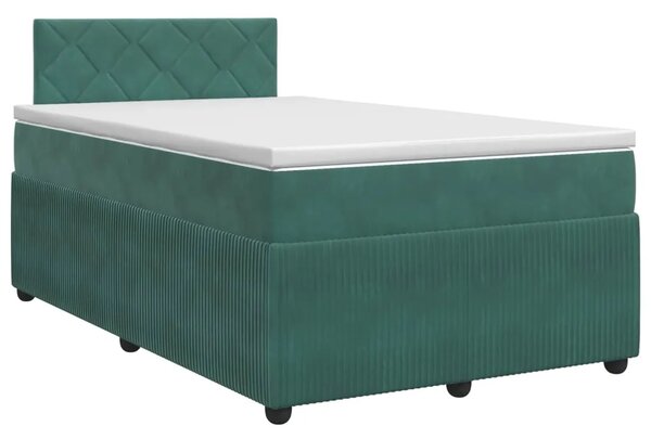 Boxspring krevet s madracem Tamnozelena 120 x 200 cm Baršun - Tamnozelena 120 x 200 cm Dizajn s rombovima
