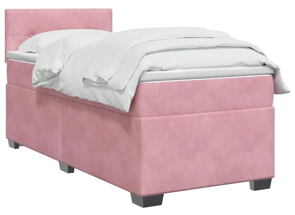 Boxspring krevet s madracem Ružičasta 90 x 200 cm Baršun - Ružičasta 90 x 200 cm Prošiveno gumbima
