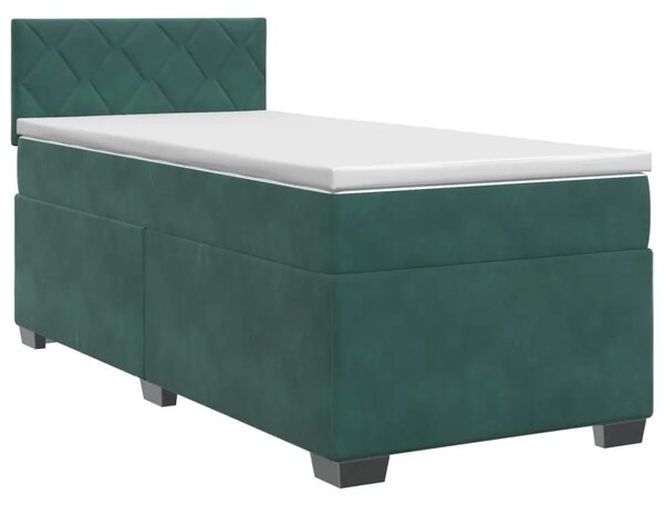 Boxspring krevet s madracem Tamnozelena 90 x 200 cm Baršun - Tamnozelena 90 x 200 cm Dizajn s rombovima