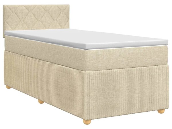 Boxspring krevet s madracem Krem 90 x 200 cm Tkanina - Krem 90 x 200 cm Dizajn s rombovima