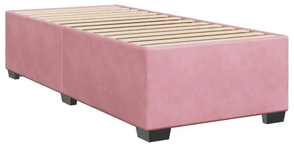 Boxspring krevet s madracem Ružičasta 90 x 200 cm Baršun - Ružičasta 90 x 200 cm Prošiveno gumbima