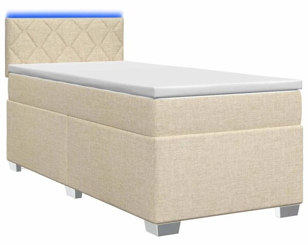 Krevet s box springom madracem i LED-om Krem 90 x 200 cm - Krem 90 x 200 cm Dizajn s rombovima
