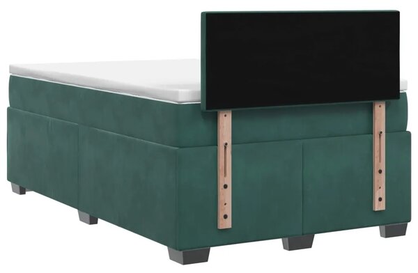 Krevet s box springom madracem i LED-om Tamnozelena Baršun - Tamnozelena 120 x 190 cm Dizajn s rombovima