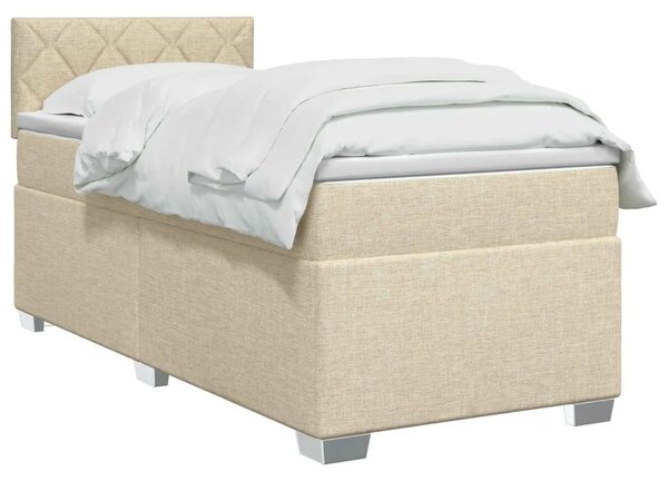 Krevet s box springom madracem i LED-om Krem 90 x 200 cm - Krem 90 x 200 cm Dizajn s rombovima
