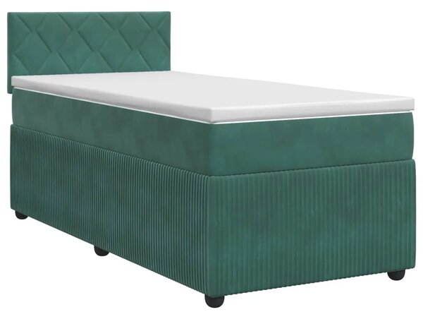 Boxspring krevet s madracem Tamnozelena 90 x 190 cm Baršun - Tamnozelena 90 x 190 cm Dizajn s rombovima