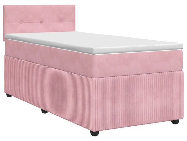 Boxspring krevet s madracem Ružičasta 90 x 200 cm Baršun - Ružičasta 90 x 200 cm Prošiveno gumbima