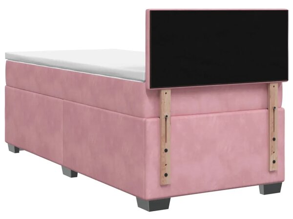 Boxspring krevet s madracem Ružičasta 90 x 200 cm Baršun - Ružičasta 90 x 200 cm Prošiveno gumbima