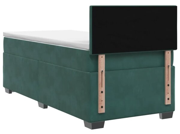 Krevet s box springom madracem i LED-om Tamnozelena Baršun - Tamnozelena 90 x 200 cm Dizajn s rombovima