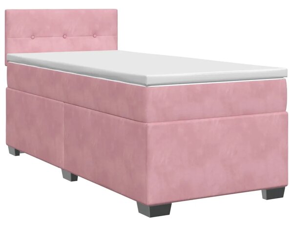 Boxspring krevet s madracem Ružičasta 90 x 200 cm Baršun - Ružičasta 90 x 200 cm Prošiveno gumbima