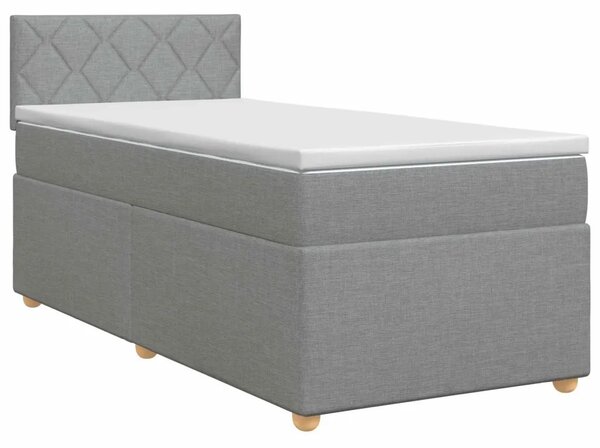 Boxspring krevet s madracem Svjetlosiva 90 x 200 cm Tkanina - Svjetlosiva 90 x 200 cm Dizajn s rombovima