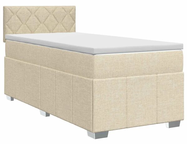 Boxspring krevet s madracem Krem 90 x 200 cm Tkanina - Krem 90 x 200 cm Dizajn s rombovima