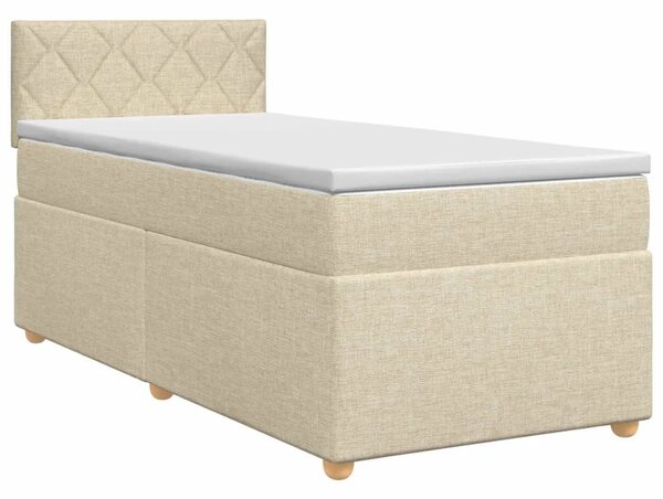 Boxspring krevet s madracem Krem 90 x 200 cm Tkanina - Krem 90 x 200 cm Dizajn s rombovima