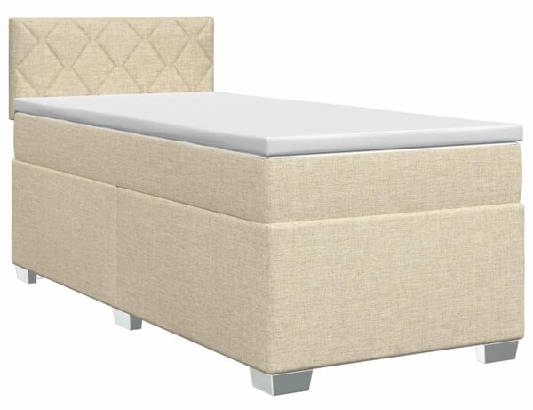 Boxspring krevet s madracem Krem 90 x 200 cm Tkanina - Krem 90 x 200 cm Dizajn s rombovima