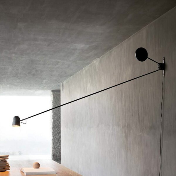 Luceplan LED zidna svjetiljka Counterbalance crna, Crno, Dnevni boravak/blagovaonica, Metal