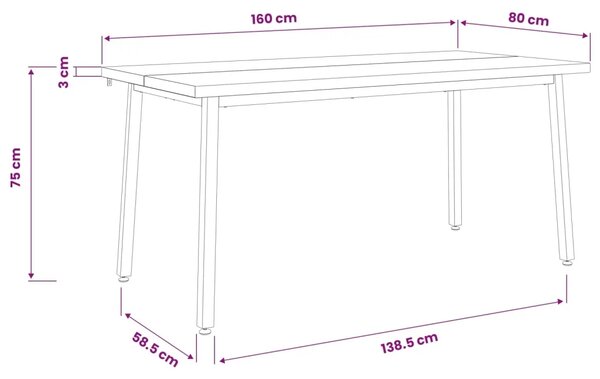 Kvadratni blagovaonski stol 160 x 80 x 75 cm Tamno smeđa - tamno smeđe i bijele boje 160 x 80 x 75 cm Četvrtasto