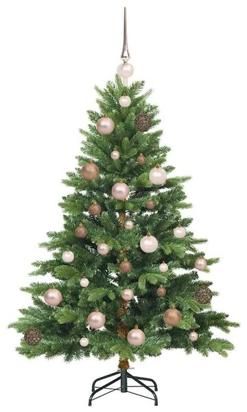 Umjetno božićno drvce s stalakom Zelena 120 cm PE i PVC - 120 cm Zelena s LED-ima i ružičastim zlatnim kuglicama