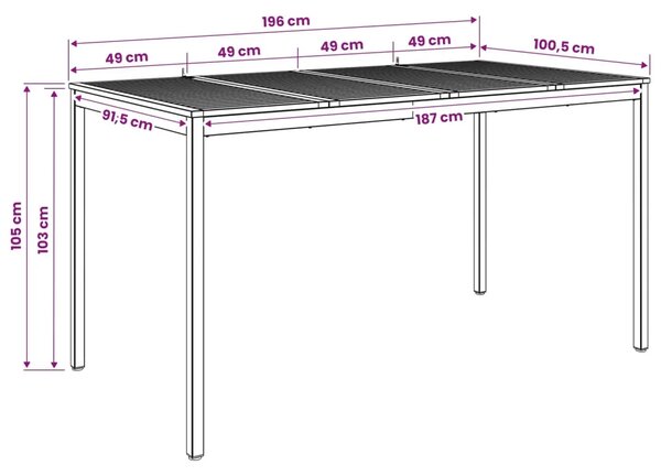 Stol za bar u vrtu Prirodna i bijela 196 x 100 5 x 105 cm - Prirodna i bijela 196 x 100 5 x 105 cm