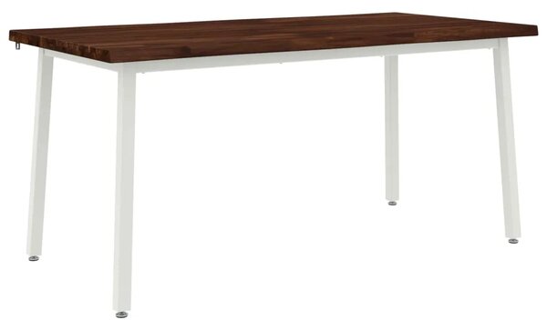 Stol za blagovanje s prirodnim rubom 160 x 80 x 75 cm - tamno smeđe i bijele boje 160 x 80 x 75 cm Živi rub