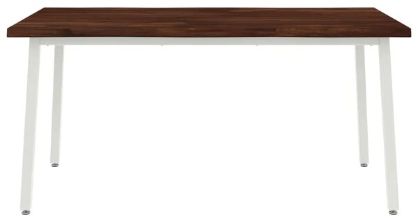 Stol za blagovanje s prirodnim rubom 160 x 80 x 75 cm - tamno smeđe i bijele boje 160 x 80 x 75 cm Živi rub
