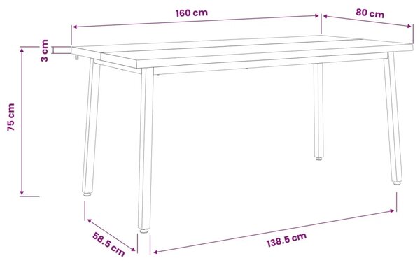 Stol za blagovanje s prirodnim rubom 160 x 80 x 75 cm - tamno smeđe i bijele boje 160 x 80 x 75 cm Živi rub