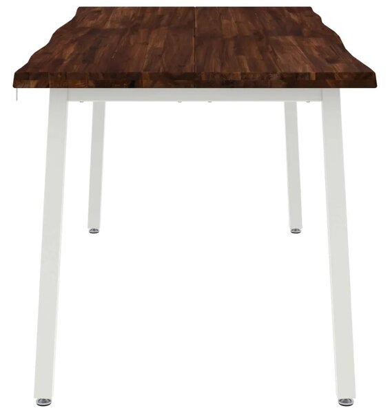 Stol za blagovanje s prirodnim rubom 160 x 80 x 75 cm - tamno smeđe i bijele boje 160 x 80 x 75 cm Živi rub