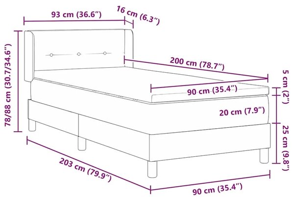 Box spring krevet Ružičasta 200 x 90 cm Baršun - Ružičasta 90 x 200 cm Prošiveno gumbima