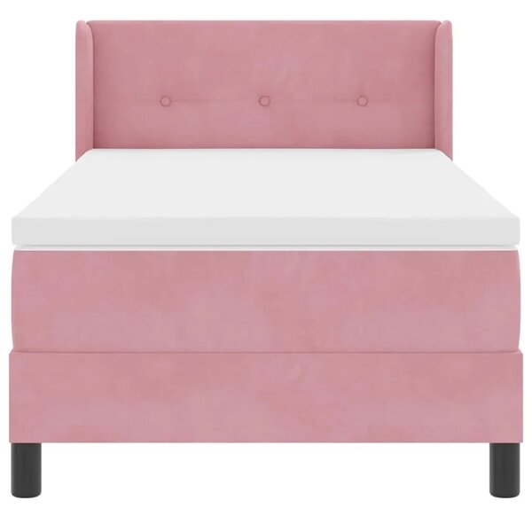 Box spring krevet Ružičasta 200 x 90 cm Baršun - Ružičasta 90 x 200 cm Prošiveno gumbima