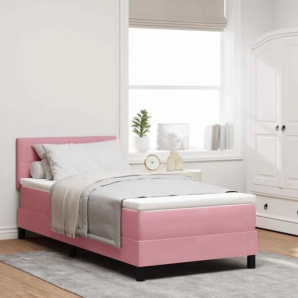 Box spring krevet Ružičasta 90 x 200 cm Baršun - Ružičasta 90 x 200 cm Prošiveno gumbima