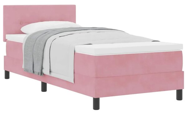 Box spring krevet Ružičasta 90 x 200 cm Baršun - Ružičasta 90 x 200 cm Prošiveno gumbima