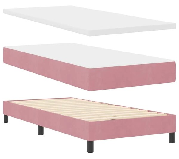 Box spring krevet Ružičasta 200 x 90 cm Baršun - Ružičasta 90 x 200 cm Prošiveno gumbima