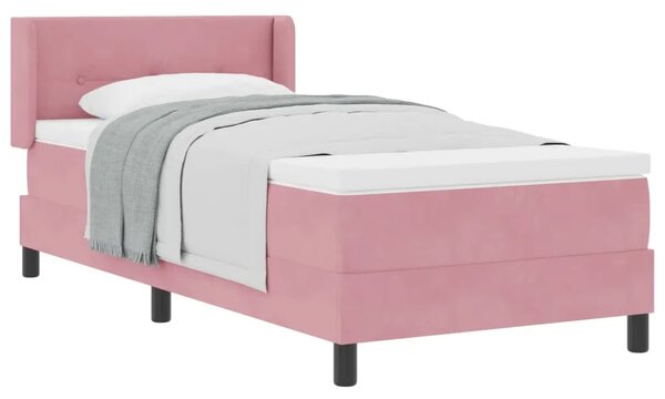 Box spring krevet Ružičasta 200 x 90 cm Baršun - Ružičasta 90 x 200 cm Prošiveno gumbima