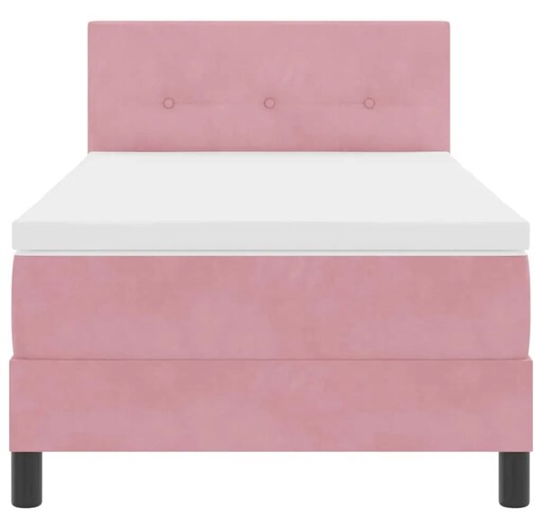 Box spring krevet Ružičasta 90 x 200 cm Baršun - Ružičasta 90 x 200 cm Prošiveno gumbima
