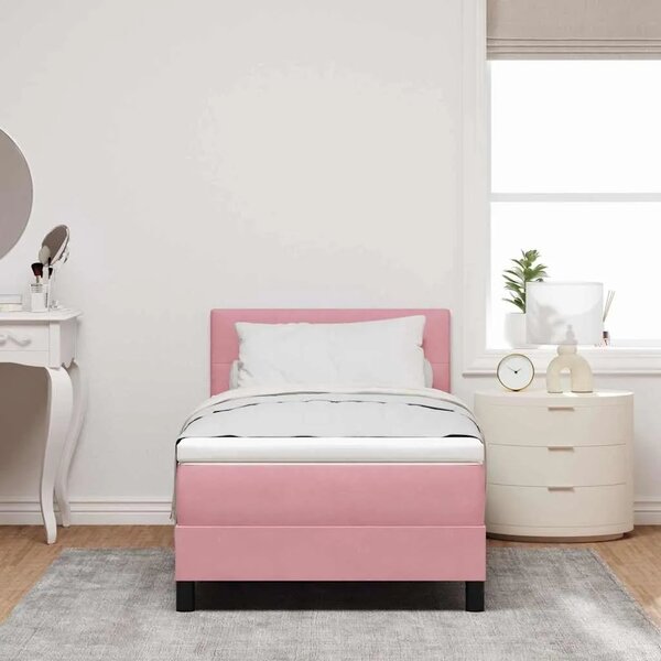 Box spring krevet Ružičasta 90 x 200 cm Baršun - Ružičasta 90 x 200 cm Prošiveno gumbima