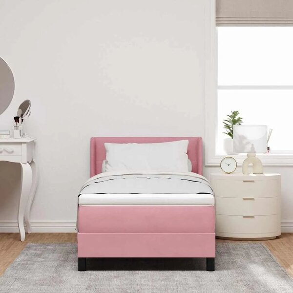 Box spring krevet Ružičasta 200 x 90 cm Baršun - Ružičasta 90 x 200 cm Prošiveno gumbima
