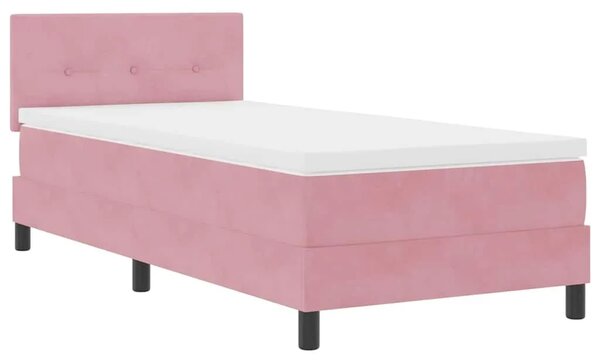 Box spring krevet Ružičasta 90 x 200 cm Baršun - Ružičasta 90 x 200 cm Prošiveno gumbima