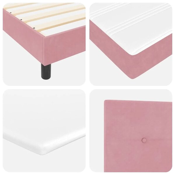 Box spring krevet Ružičasta 200 x 90 cm Baršun - Ružičasta 90 x 200 cm Prošiveno gumbima