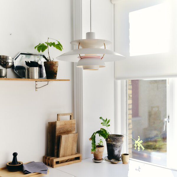Louis Poulsen PH 5 500 viseća svjetiljka, bijela, Ø 50 cm, prigušiva, Bijela, Dnevni boravak/blagovaonica, Metal