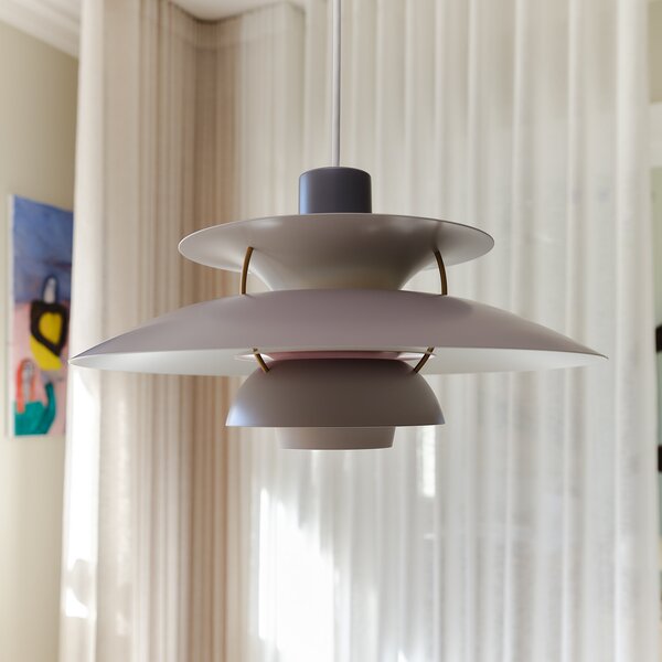Louis Poulsen PH 5 500 viseća svjetiljka, siva, Ø 50 cm, prigušiva, Sivo, Dnevni boravak/blagovaonica, Metal