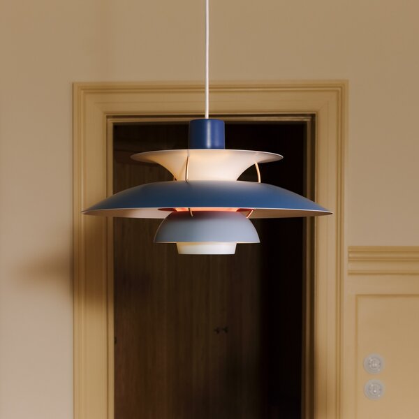 Louis Poulsen PH 5 500 viseća svjetiljka, plava, Ø 50 cm, prigušiva, Plava, Dnevni boravak/blagovaonica, Metal