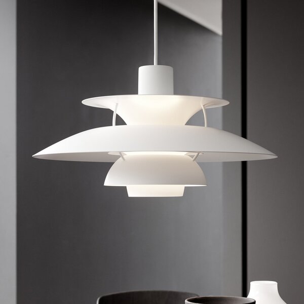 Louis Poulsen PH 5 500 viseća lampa, monokromatska bijela, Ø 50 cm, prigušiva, Bijela, Dnevni boravak/blagovaonica, Metal