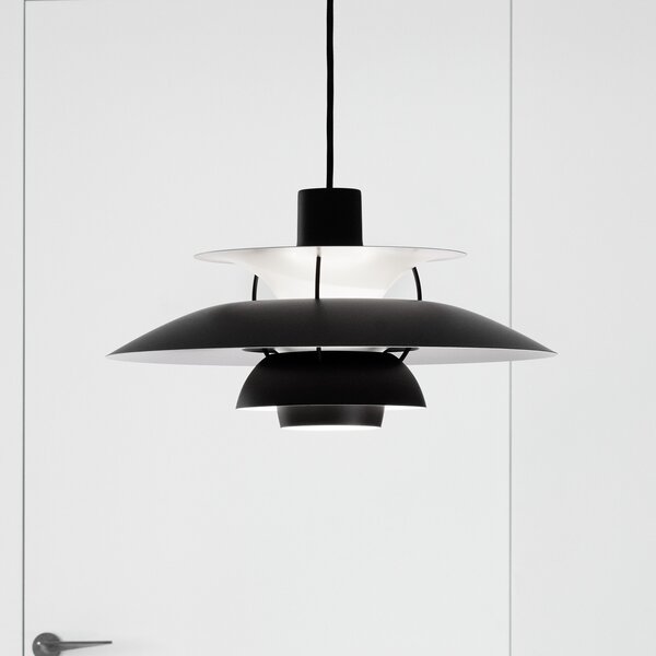 Louis Poulsen PH 5 500 viseća lampa, monokromatska crna, Ø 50 cm, prigušiva, Crno, Dnevni boravak/blagovaonica, Metal