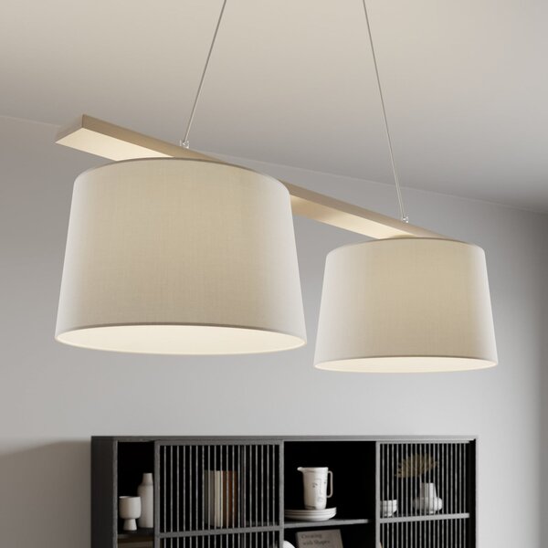 Lamkur Sweden viseća lampa, starinska bijela/bijela, tekstil, drvo, 2 žarulje, prigušiva, Bijela, Dnevni boravak/blagovaonica, Drvo