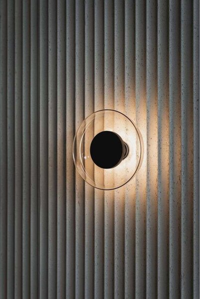 MARSET LED zidna svjetiljka Aura, Ø 18 cm, dimno siva/prozirna, Sivo, Dnevni boravak/blagovaonica, Staklo