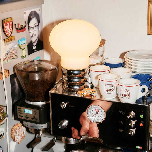 Stolne Lampa Ingo Maurer, B.Bulb, prigušiv, Metalik, Dnevna soba, Metal, Dizajn