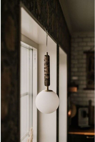 Globen Lighting Torrano viseća svjetiljka, smeđa, Ø 15 cm, prigušiva, Smeđa / hrđa, Dnevni boravak/blagovaonica, Staklo, Metak