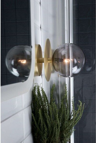 Globen Lighting ART DECO zidna svjetiljka, mesing/siva Ø 16 cm IP44, prigušiva, Sivo, Dnevni boravak/blagovaonica, Metal, Metak