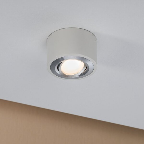 Paulmann LED stropna svjetiljka Argun, bijela, Ø 10 cm, metalna, prigušiva, Bijela, Dnevni boravak/blagovaonica, Metal