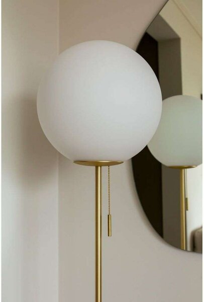 Globen Lighting Torrano podna lampa, visina 145 cm, travertin, Bež, Dnevni boravak/blagovaonica, Staklo, Metak