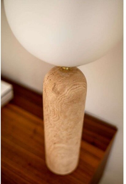 Globen Lighting Torrano stolna lampa, visina 53 cm, travertin, Bež, Dnevni boravak/blagovaonica, Staklo, Metak