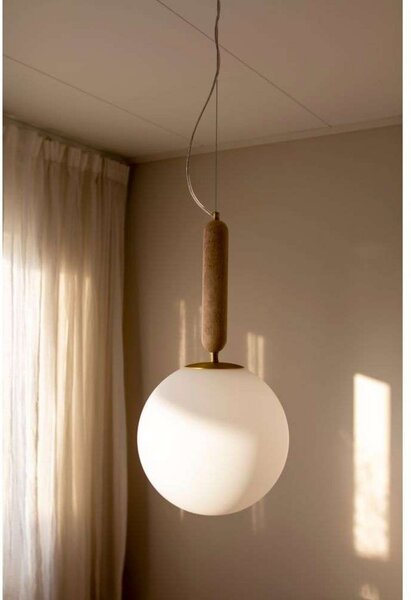 Globen Lighting Torrano viseća lampa Ø 30 cm travertin, prigušiva, Bež, Dnevni boravak/blagovaonica, Staklo, Metak